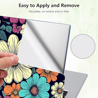 Laptop Skin Sticker Decal, Universal Reusable Vinyl Laptop Cover for 12" 13" 13.3" 14" 15" 15.4" 15.6" Notebook PC, Reusable Waterproof Scratch-Resistant with 2 Wrist Pads,Cute Art Flowers - color: Cute Art Flowers
