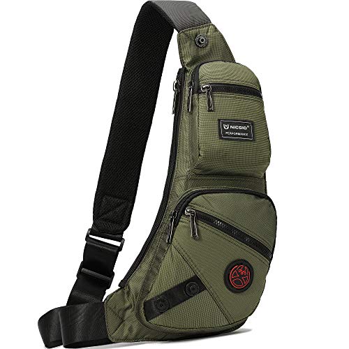 NICGID Sling Bag Chest Shoulder Backpack Crossbody Daypack for Men Women | Travel Outdoor Hiking Concealed Carry Fishing Fanny Tool Small Casual - color: Army Green-1