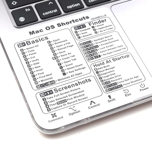 2 Pack Mac Keyboard Shortcuts Stickers for MacBook Air/Pro 13-16 Inch - Instant Shortcut Reference, Durable Clear & Matte Black Decals (2020-2026 Models, No Residue) - color: Transparent-black