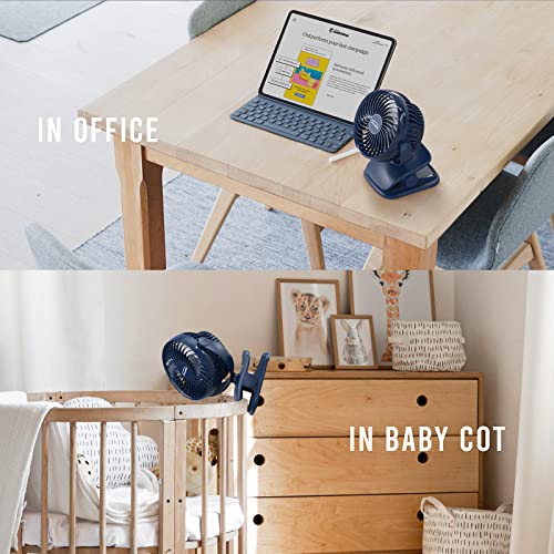 Shinebella AA Battery Powered Clip on Fan with 4-Speed, 5’’ Small Desk Fan with Aroma Function, USB Powered, 360°Rotation, Ultra Quiet, for Golf Cart, Stroller, Bedroom,Car(Batteries Not Included)