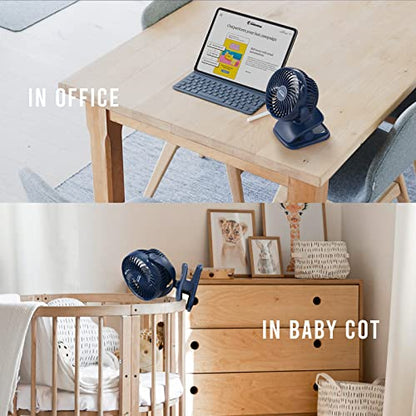 Shinebella AA Battery Powered Clip on Fan with 4-Speed, 5’’ Small Desk Fan with Aroma Function, USB Powered, 360°Rotation, Ultra Quiet, for Golf Cart, Stroller, Bedroom,Car(Batteries Not Included)