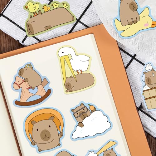 50 Pcs Capybara Stickers - Waterproof Vinyl Removable No Residue Stickers, for Skateboard Fridge Laptop Phone Luggage, Suitable for Kids Girls Adults Boys(Capybara) - color: Capybara