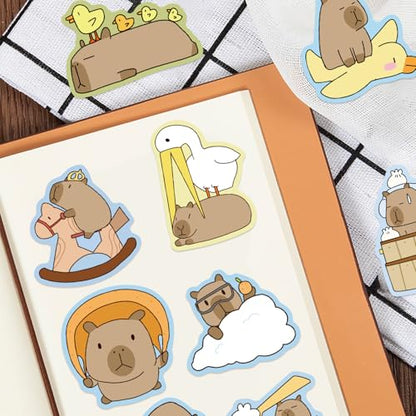 50 Pcs Capybara Stickers - Waterproof Vinyl Removable No Residue Stickers, for Skateboard Fridge Laptop Phone Luggage, Suitable for Kids Girls Adults Boys(Capybara) - color: Capybara