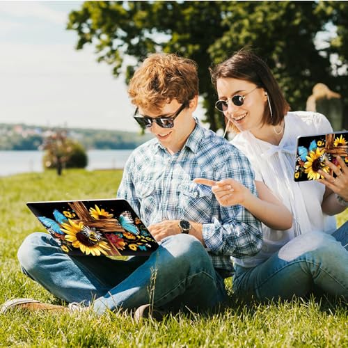 Universal Laptop Skin Sticker with 2 Wrist Pad Skins, Waterproof Scratch Resistant Vinyl Laptop Cover Decal, Cut to Fit for 11–15.6 Inch MacBook HP Dell Lenovo, Cross Sunflower Butterfly - color: Cross Sunflower Butterfly