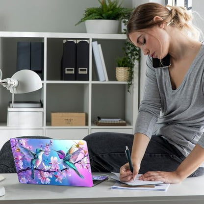 Laptop Skin Sticker Decal 12" 13" 13.3" 14" 15" 15.6",Waterproof Scratch Resistant Vinyl,Reusable Easy to Apply,for MacBook HP Dell Notebooks Netbooks Laptop,2 Wrist Pads,Flower Hummingbird - color: Flower Hummingbird