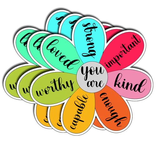 (3Pcs) You are Strong Important Kind Enough Capable Worthy Loved Flower Sticker Inspirational Quote Waterproof Vinyl Decal for Women Teens Laptop Tumbler Journal Gifts Size 3" - color: You Are Strong, Important, Kind, Enough, Capable, Worthy, Loved