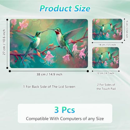 Laptop Skin Sticker Decal 12"-15.6" Universal Laptop/Notebook/Netbook Vinyl - Waterproof Scratch Resistant,Fits HP Dell Lenovo MacBook,2 Free Wrist Pads,Easy Apply & Remove,Green Hummingbird Flower - color: Green Hummingbird Flower