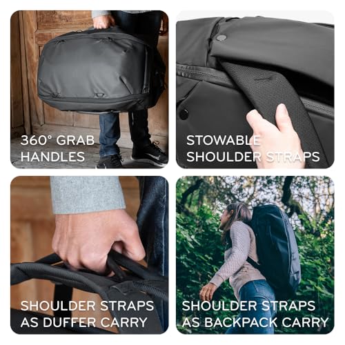 Peak Design Travel Duffelpack 45-65L, Eclipse, Weatherproof Duffel Backpack, Expandable, Extra-Long Zip, Stowable Straps, Fits Packing & Camera Cubes, Versatile Bag for Travel & Adventure - color: Eclipse