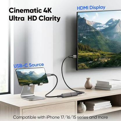 4K USB C to HDMI Adapter 5-Pack, 4K@60Hz USBC to HDMI, Type-C to HDMI for iPhone 17/16, MacBook Pro/Air, iPad Pro/Air, Galaxy S26, XPS,Chromebook,Lenovo,Surface Book, iMac,Thunderbolt 3/4/5