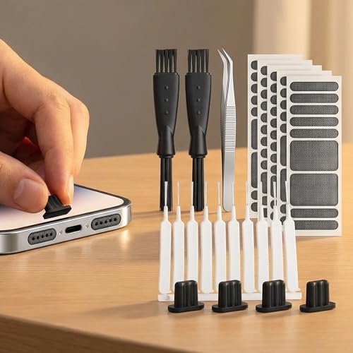 14Pcs Phone Cleaning Kit Anti-Clogging Port Cleaner Mini Brushes | Plastic and nylon mini cleaning brushes clear speaker ports and charging slots safely for tech enthusiasts. - color: 14PCS- Black Phone