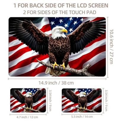 Universal Laptop Skin Sticker for 12/13/14/15.6 Inch Laptops, Reusable Vinyl Laptop Decal Cover, Waterproof Scratch Resistant Notebook Skin with 2 Wrist Pads,Eagles American Flag - color: Eagles American Flag