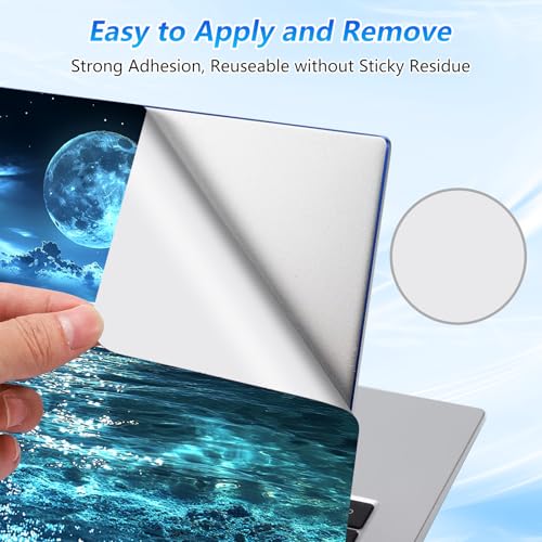 Universal Laptop Skin Sticker Decal with 2 Wrist Pad Skins, Waterproof Scratch Vinyl Cover for 11–15.6 Inch MacBook, HP, Dell, Lenovo, Cutable & Reusable,Full Moon Sea Landscape - color: Full Moon Sea Landscape