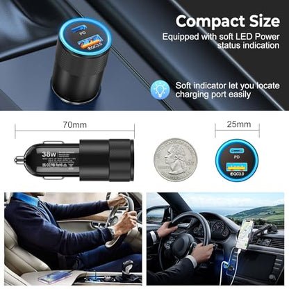 6 Pack USB C Car Charger, Ancekoy 38W USB-C + USB-A Car Charger Adapter | Fast Charge PD/QC 3.0 Cigarette Lighter Adapter USB Charger Plug for iPhone 17/16/15/14/13/12/11/Pro Max, iPad, Samsung - color: Black, size: 6-Pack