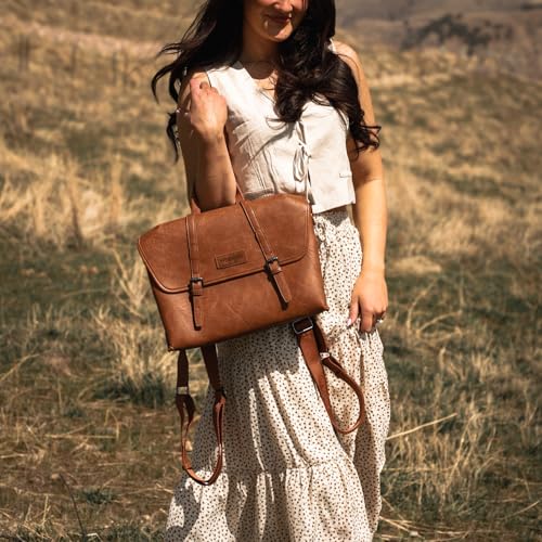 Wrangler Laptop Bag for Women Messenger Bag Briefcase Computer Backpack Convertible Satchel Bag - color: Brown, size: 13 inch