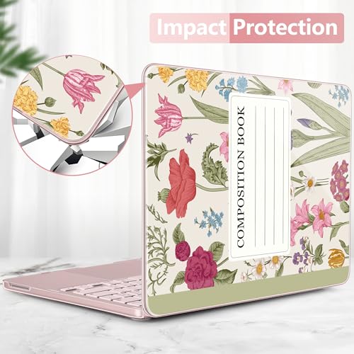 for MacBook Neo 13 Inch Case 2026 (Model A3404, A18 Pro chip), Stylish Pattern Protective Hard Shell with Screen Protector, Keyboard Cover & USB-C Adapter - Blush Composition Book - color: Blush Composition Book