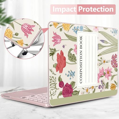 for MacBook Neo 13 Inch Case 2026 (Model A3404, A18 Pro chip), Stylish Pattern Protective Hard Shell with Screen Protector, Keyboard Cover & USB-C Adapter - Blush Composition Book - color: Blush Composition Book