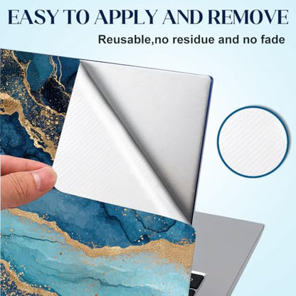 SUPERDANT Blue Marble Golden Texture Laptop Skin Sticker Decal Universal Removable Vinyl Notebook Protector Cover Fits 12 13 13.3 14 15 15.4 15.6 Inch Laptops - style: Golden Marble