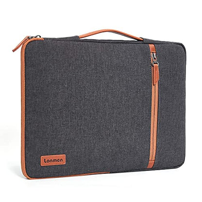LONMEN 10 Inch Laptop Sleeve 360-Degree Protection with Retractable Handle, Water-Resistant Laptop Bag for iPad mini 1-4, Galaxy Tab A9/A8, MatePad SE, Tab M8/M10 Plus, Brown - size: 10 Inch / 10"-11" iPad Tablet