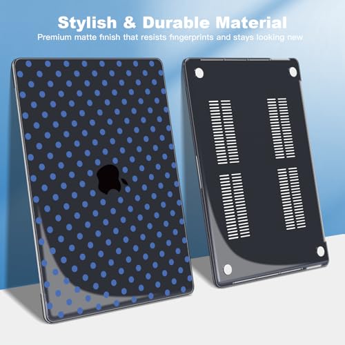 Teryeefi for MacBook Pro 13 inch Case M2 M1 2016-2022 Release Model A2338 A2289 A2251 A2159 A1989 A1706 A1708 Plastic Hard Shell Case Cover with Keyboard Cover & Screen Protector, Black Polka Dots - color: Black Polka Dots
