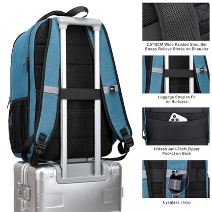 CAFELE Laptop Backpack, 17.3 Inch, Water-Repellent, USB Charging Port, for Business Travel School (Lake blue, 17.3 inches) - color: Lake Blue
