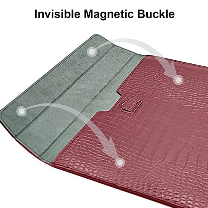 PU Leather Flap Style Case Bags Laptop Sleeve for 2023-2026 MacBook Air 15 inch M5 M4 M3 M2 A3448 A3241 A3114 A2941 Notebook Bag for Mac Pro 16 M1 A2485 2019-2026 A3428,Pro 15 2012-2019, Red - color: Red