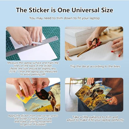 Universal Laptop Skin Sticker with 2 Wrist Pad Skins, Waterproof Scratch Resistant Vinyl Laptop Cover Decal, Cut to Fit for 11–15.6 Inch MacBook HP Dell Lenovo, Cow Sunflowers - color: Cow Sunflowers