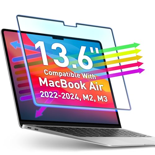 VINTEZ Magnetic Blue Light Screen Protector Compatible With MacBook Air 13.6" 2022, 2023, 2024, 2025 M2, M3, M4 Anti Blue Light Blocking Filter for Laptop - color: Blue Screen for MacBook, size: For MacBook Air 13.6 inch (2022-2024, M2, M3)
