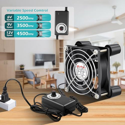 Wathai 80mm Small Computer Cooling Fan with AC Plug 110V 120V 220V 240V | 80 mm Small Electric Plug in Case Fan, Corded Mini Square Ventilator Blower for Outdoor Greenhouse Terrarium. - size: 80mm
