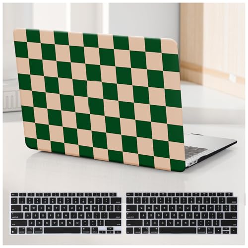 Compatible with MacBook Pro 13 inch Case M2 2026-2023,2022-2016 A2338 M1 A2251 A2289 A2159 A1989 A1708 A1706, Checkered Textured Cream Plastic Hard Shell & Keyboard Cover, Checkerd Green - color: Checkerd Green, size: 2016-2026 Macbook Pro 13 inch M1 M2