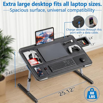 2 Pack Lap Desk Bundle, Cushioned Lap Pad & Adjustable Foldable Laptop Bed Tray, Fits Up to 17 Inch Laptops for Bed Couch Dorm