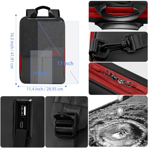 Slim & Expandable Laptop Backpack 15.6 16 17 inch Travel Business Backpack Water-Resistant Daypack for Men and Women，Black red - color: B01rd01