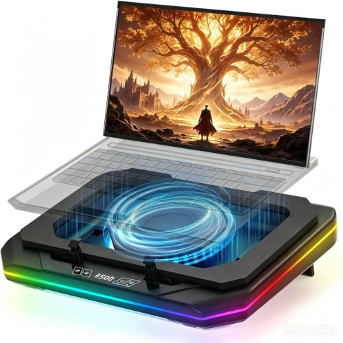 Cooling Pad for Asus TUF Gaming A17 A18 A15 A16 A14 F15 F16 F17 Dash 15 | F15 Laptop,Cooler with Ultra Powerful Booster Turbo Cooling Fan Can Fast Cooling,RGB Light Mode,Adjustable Speed,Touch Start