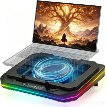 Cooling Pad for Asus TUF Gaming A17 A18 A15 A16 A14 F15 F16 F17 Dash 15 | F15 Laptop,Cooler with Ultra Powerful Booster Turbo Cooling Fan Can Fast Cooling,RGB Light Mode,Adjustable Speed,Touch Start
