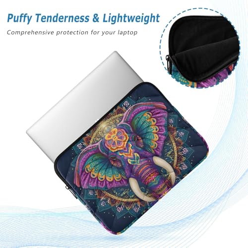 Mandala Elephant Laptop Sleeve 13 14 Inch Puffy Quilted Carrying Case Protective Computer Bag Waterproof Laptops Sleeve for Women Men - color: Mandala Elegant, size: Medium