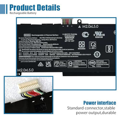 SD06XL Laptop Battery Replacement for HP Omen 15-ek0013dx 15-ek0xxx 15-en0023dx 15-en1075cl 15-en0xxx Series L84392-006 L84356-2C1 HSTNN-DB9U 11.55V 70.91Wh 5833mAh Notebook - size: 9.44*2.91*0.31 inch SD06XL