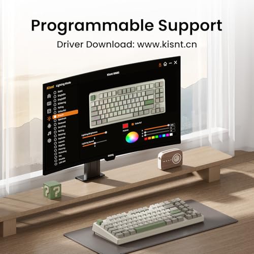 Kisnt KN85 Wireless Mechanical Keyboard, 75% Layout, Bluetooth/2.4GHz/USB-C, Custom RGB Backlit, Hot-Swappable Linear Switch, Creamy Sound for Gaming/Typing (Industrial Gray) - color: Industrial Gray