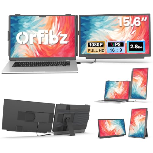 15.6" Laptop Screen Extender, 1080P FHD Detachable Laptop Monitor Extender, One Cable Plug & Play Portable Travel Monitor for 14"-17.3" Laptop Compatible with Wins/Mac/Chrome/Android - size: 15.6" Dual Screen
