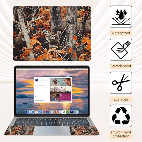 15.6 Inch Laptop Skin Sticker, Reusable Vinyl Cover Protector with 2 Wrist Pad Skins, Removable Waterproof Scratch-Resistant for 12-15.6 Inch Laptop Notebook,Deer Hunting - color: Deer Hunting