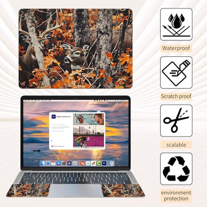 15.6 Inch Laptop Skin Sticker, Reusable Vinyl Cover Protector with 2 Wrist Pad Skins, Removable Waterproof Scratch-Resistant for 12-15.6 Inch Laptop Notebook,Deer Hunting - color: Deer Hunting