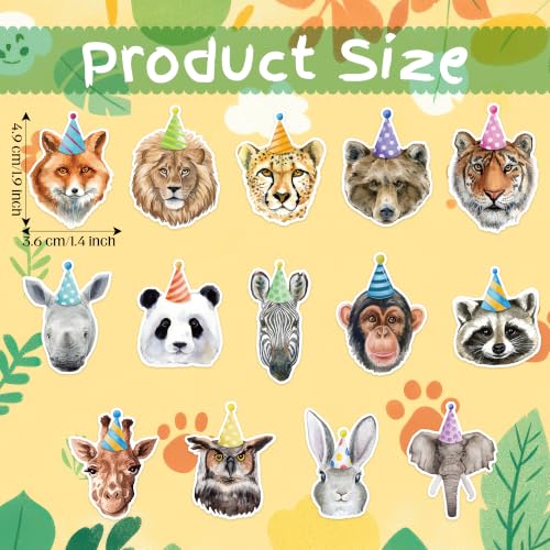 CNhoqc Realistic Style Birthday Animal Sticker Rolls, 2000Pcs, 14 Designs | Self Adhesive, Waterproof Vinyl, Page Activity Pad, Scrapbooking Supplies, Goodie Bag, Birthday Party, Greeting Card Making - style: 4 Rolls Realistic Style Birthday Animal