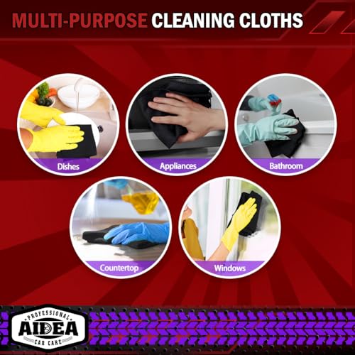 AIDEA Microfiber Cleaning Cloth Black 10PK, Microfiber Towels,12×12" (Pack of 2) - color: Black, size: 10PK (Pack of 2)