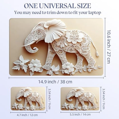Universal Laptop Skin Sticker Decal,15.6 Inch Laptop Vinyl Cover for 13" 14" 15.6" Laptop,Scratch-Resistant Waterproof Protector Wrap,Reusable with Wrist Pads,Elephant Carving Painting - color: Elephant Carving Painting