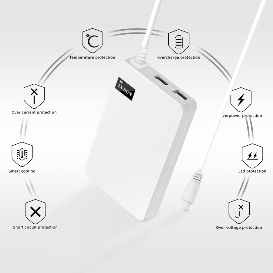 Universal Laptop Charger 90W 65W 45W with 12 Tips for HP Acer Lenove Dell Samsung Gateway Notebook Sony JBL IBM Fujitsu Ultrabook AC Power Adapter 4.9 Ft, DC 18.5V 19V 19.5V 20V- White