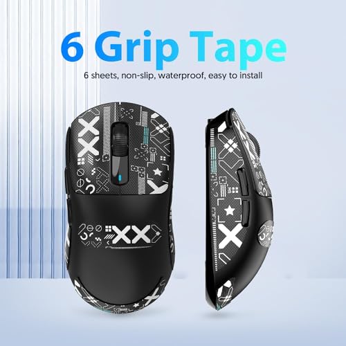 ATTACK SHARK Mouse Anti Slip Grip Tape for X3 Wireless Gaming Mouse - Black | Pre-Cut Universal Tape, Skins, Sweat Resistant, Elastics Refined Side Grips, Ultra-thin 0.5mm (0.02in) for Computer Mouse - color: Black & White