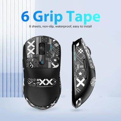 ATTACK SHARK Mouse Anti Slip Grip Tape for X3 Wireless Gaming Mouse - Black | Pre-Cut Universal Tape, Skins, Sweat Resistant, Elastics Refined Side Grips, Ultra-thin 0.5mm (0.02in) for Computer Mouse - color: Black & White