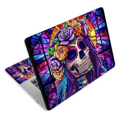 Universal Laptop Skin Decal, 3-Piece Vinyl Protector for 12 13 14 15.6" Notebook, Waterproof Anti-Scratch, Easy Trim & Bubble-Free Finish, Colorful Beautiful Woman Skull - color: Colorful Beautiful Woman Skull