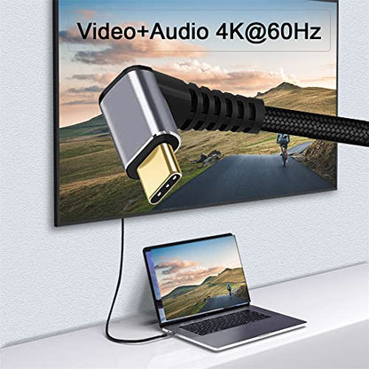 cablecc Type-C USB-C Male 90 Degree Up Down Angled to Male USB3.1 10Gbps 100W Data Cable for Laptop Phone 50CM - style: UP Angled-50CM
