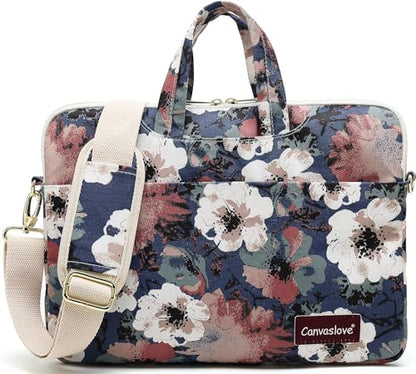 Camellia Pattern Laptop Shoulder Messenger Case Bag With 270 Degree Rebound Bubble Protection For Macbook Pro 15 and 15 inch-15.6 inch Laptop - color: ‎camellia(270 Cushioned)