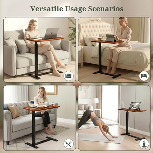 Mobile Standing Desk, Height Adjustable Laptop Desk with Hidden Casters | Stable Steel Frame, Smooth Lift Mechanism, Lockable Casters, Easy Assembly, Ideal for Home, Office & Dorm, Brown - color: Brown, style: Height Adjustable