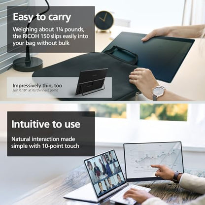 RICOH 150 Portable 15.6" Vivid OLED 350nit Lightweight Display Monitor and Touchscreen w/Dual Speakers - for Laptop, Desktop, Mac, PC - style: RICOH 150